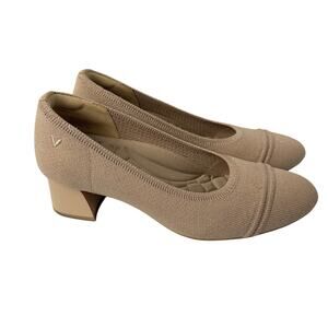 Vivaia Julie Pro Almond Toe Chunky Heels Women’s 5.5  Beige Gold Metallic 35.5